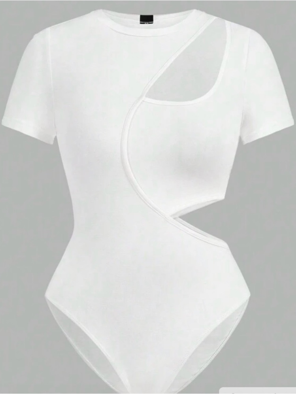 Trendy White Cut-Out Asymmetrical Bodysuit – NWT